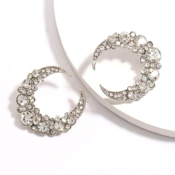 HP! 💎NWT 3 pk. Lot Sparkling Crescent Crystal Zircon Statement Earring Wholesale - Picture 4 of 8